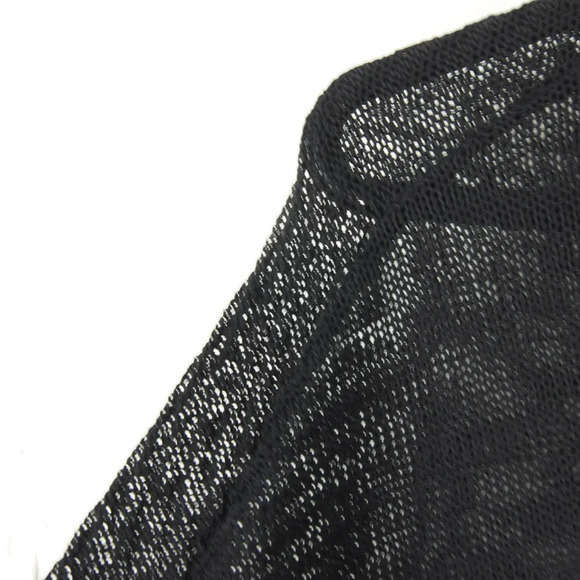 Sarah Pacini Black Sheer Mesh Knit Hooded Zip Up Sweater - Picture 2 of 5